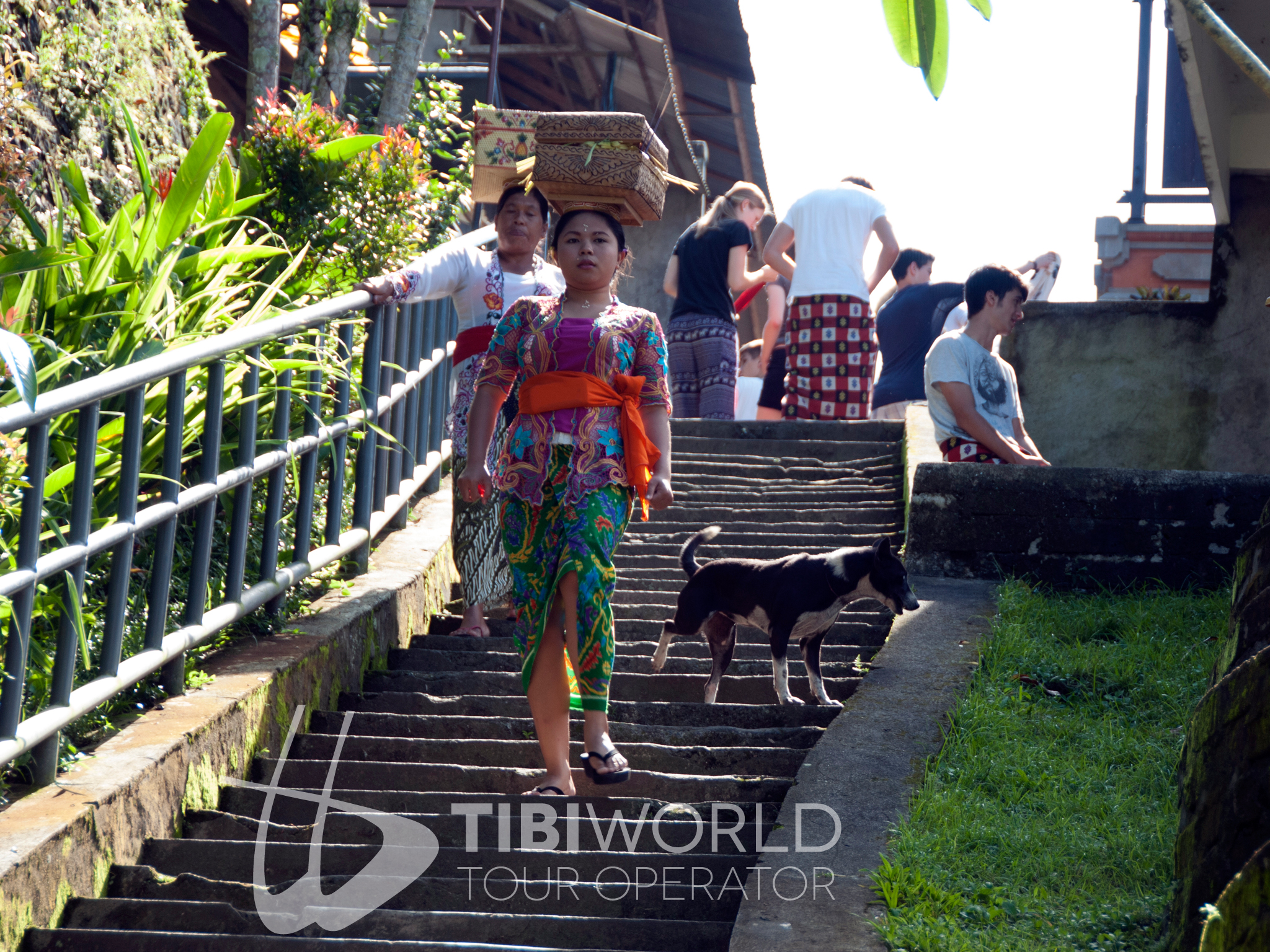 Bali - Tempio Gunung Kawi fedeli portano offerte