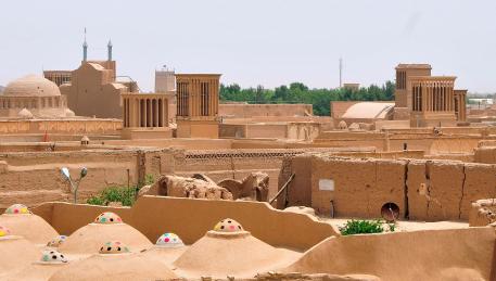 Yazd - panorama e bagdir (Torri di Ventilazione) sui tetti delle case
